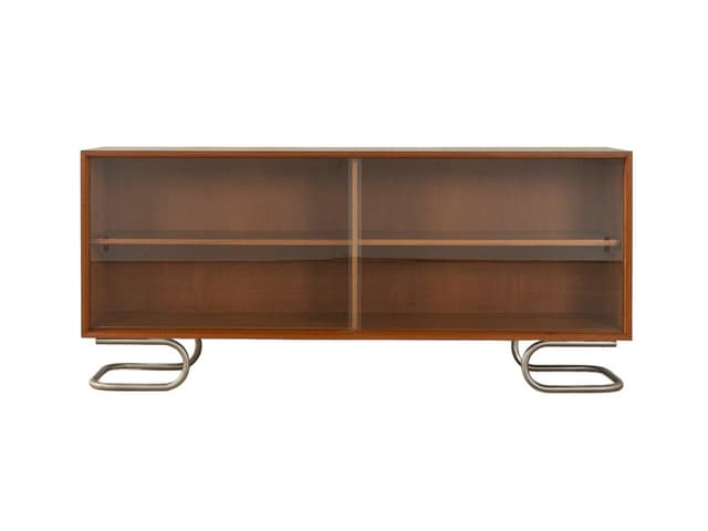 Sideboard, teak brązowy, stal srebrna, proj. L. Wegner, Niemcy, lata 60. - WYMIARY