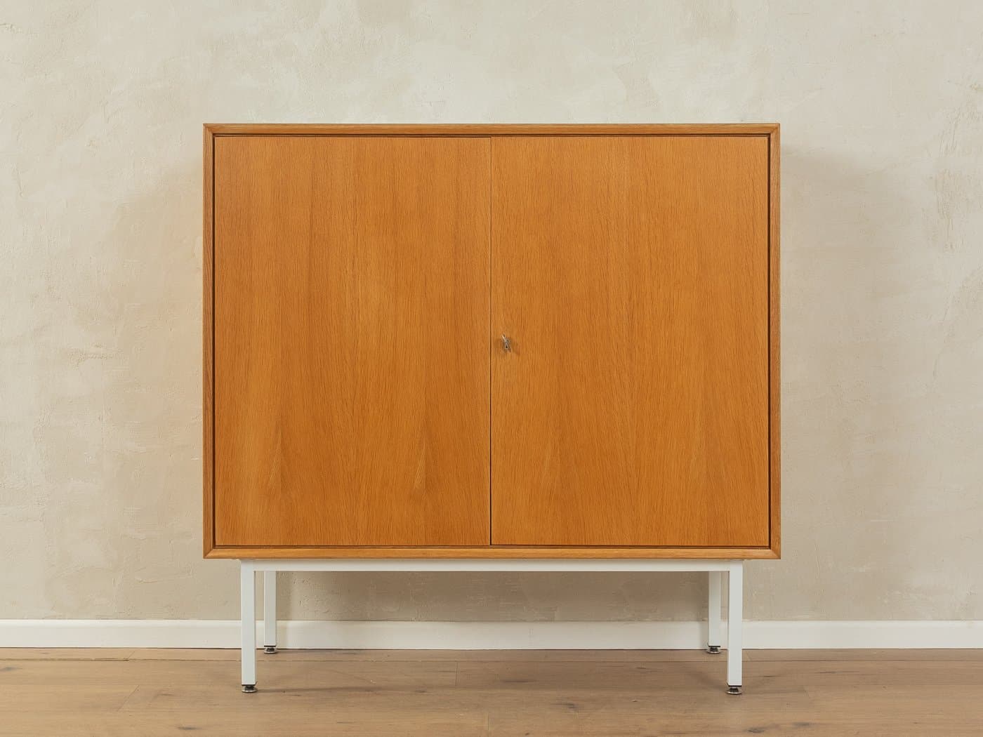 Chest of drawers, brown oak, white steel, Germany, 1960s. - 282785