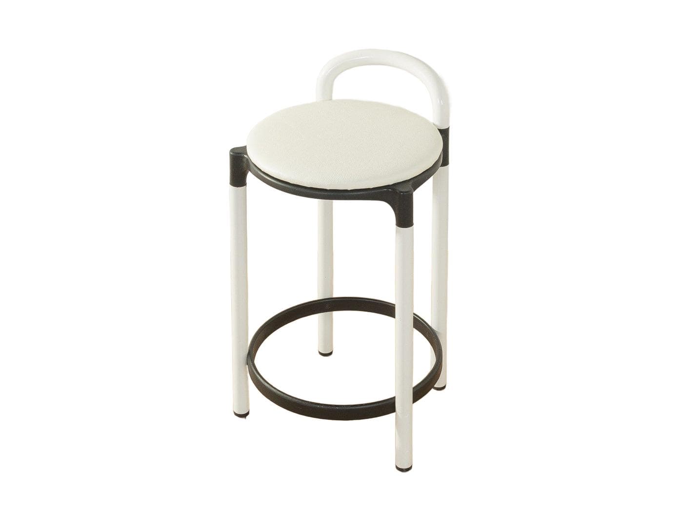 Stołek, czarny biały, plastik, proj. A. Castelli Ferrieri, Kartell, Włochy, lata 80.