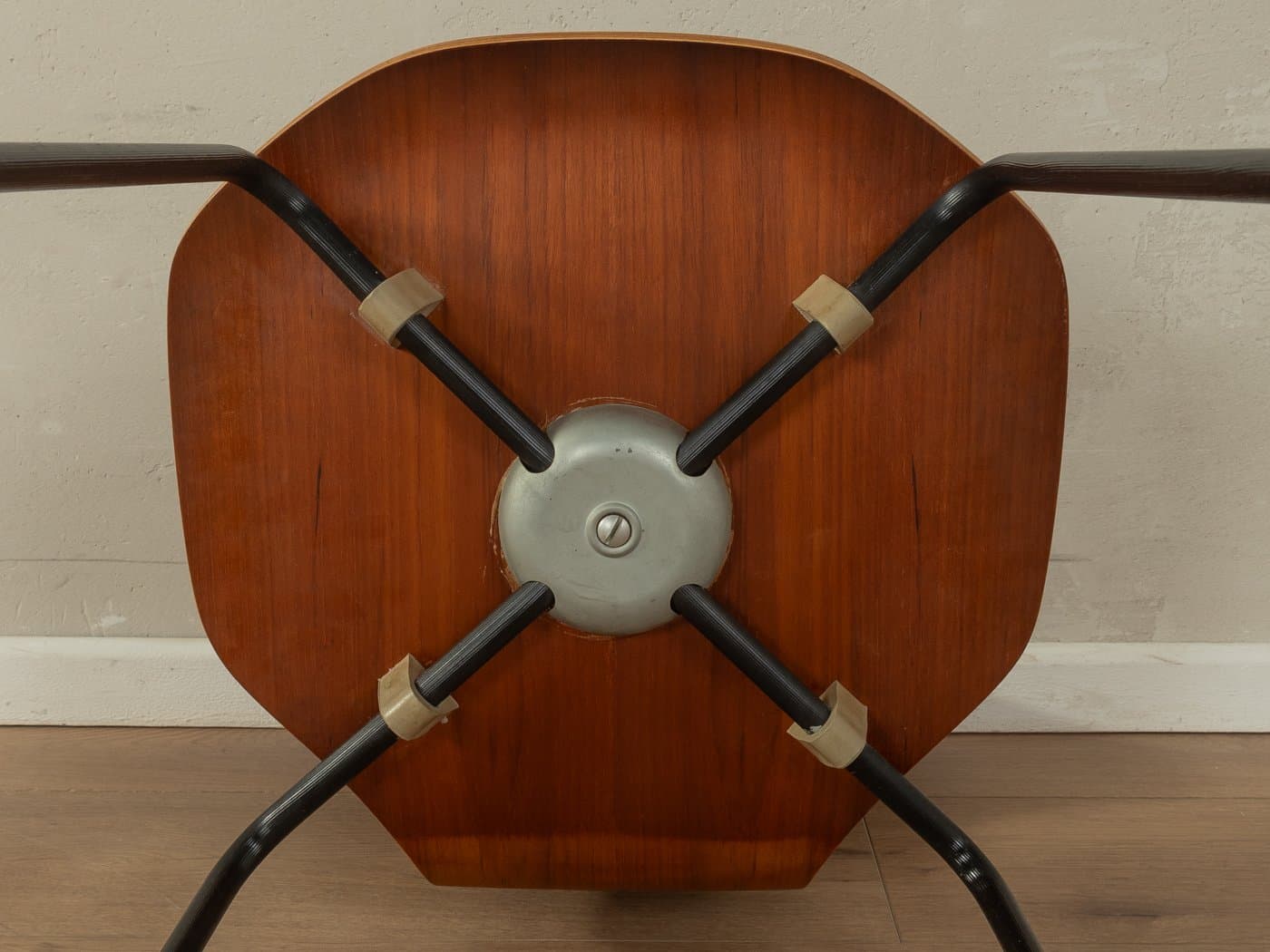 Zestaw sześciu krzeseł 3103 Hammer, teak brązowy, stal czarna, proj. A. Jacobsen, Fritz Hansen, Dania, lata 60. - 282723