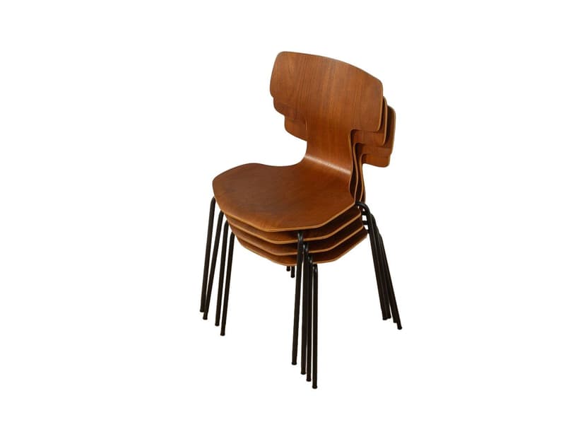 Zestaw czterech krzeseł Model 3103 Hammer, teak brązowy, proj. A. Jacobsen, Fritz Hansen, Dania, lata 60.