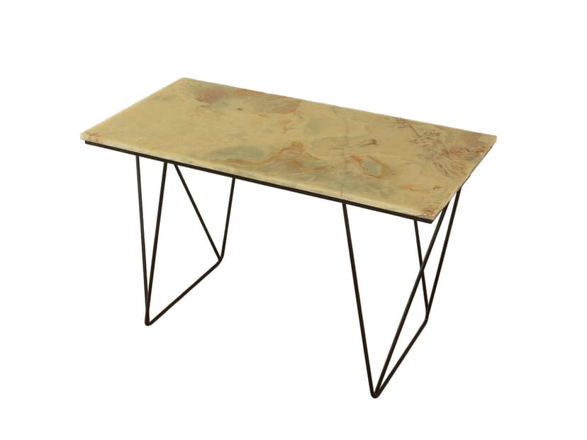 Desk Onyx Marble, beige onyx, black steel, Germany, 1960s.