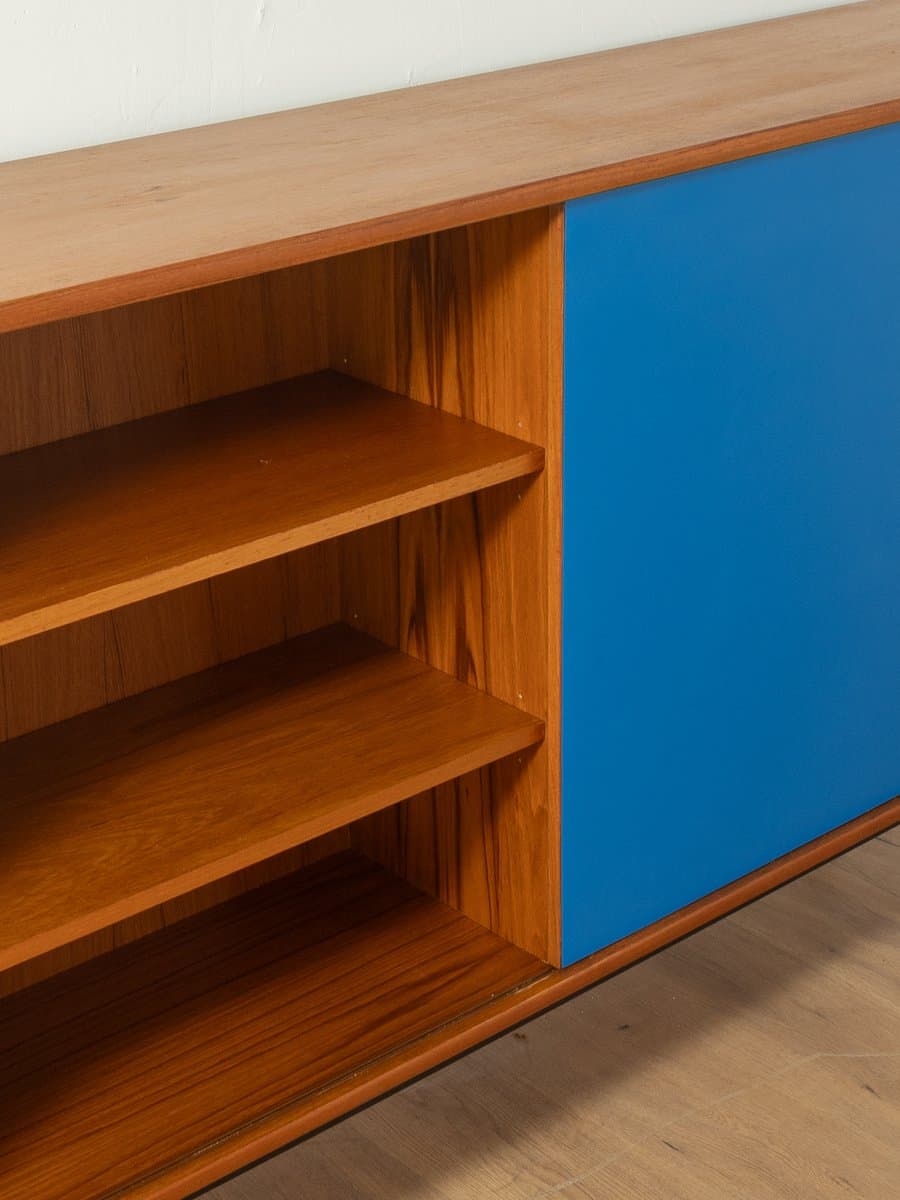 Sideboard, niebieski, teak brązowy, stal czarna, Niemcy, lata 60. - 282551