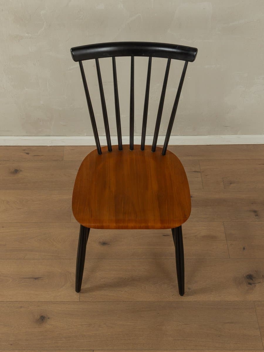 Zestaw czterech krzeseł Rung, teak brązowy, jesion czarny, proj. S. E. Fryklund, HagaFors, Szwecja, lata 60. - 282534