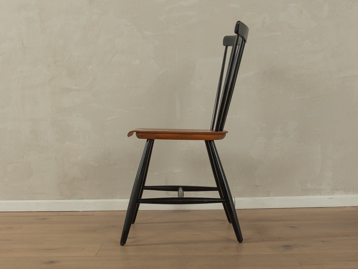 Zestaw czterech krzeseł Rung, teak brązowy, jesion czarny, proj. S. E. Fryklund, HagaFors, Szwecja, lata 60. - 282532