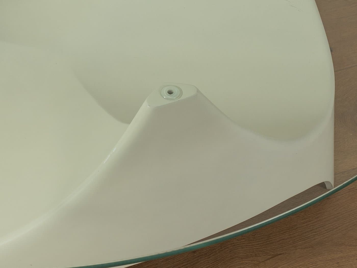 Stolik kawowy Space Age, szkło przezroczyste, plastik biały, Niemcy, lata 70. - 282517