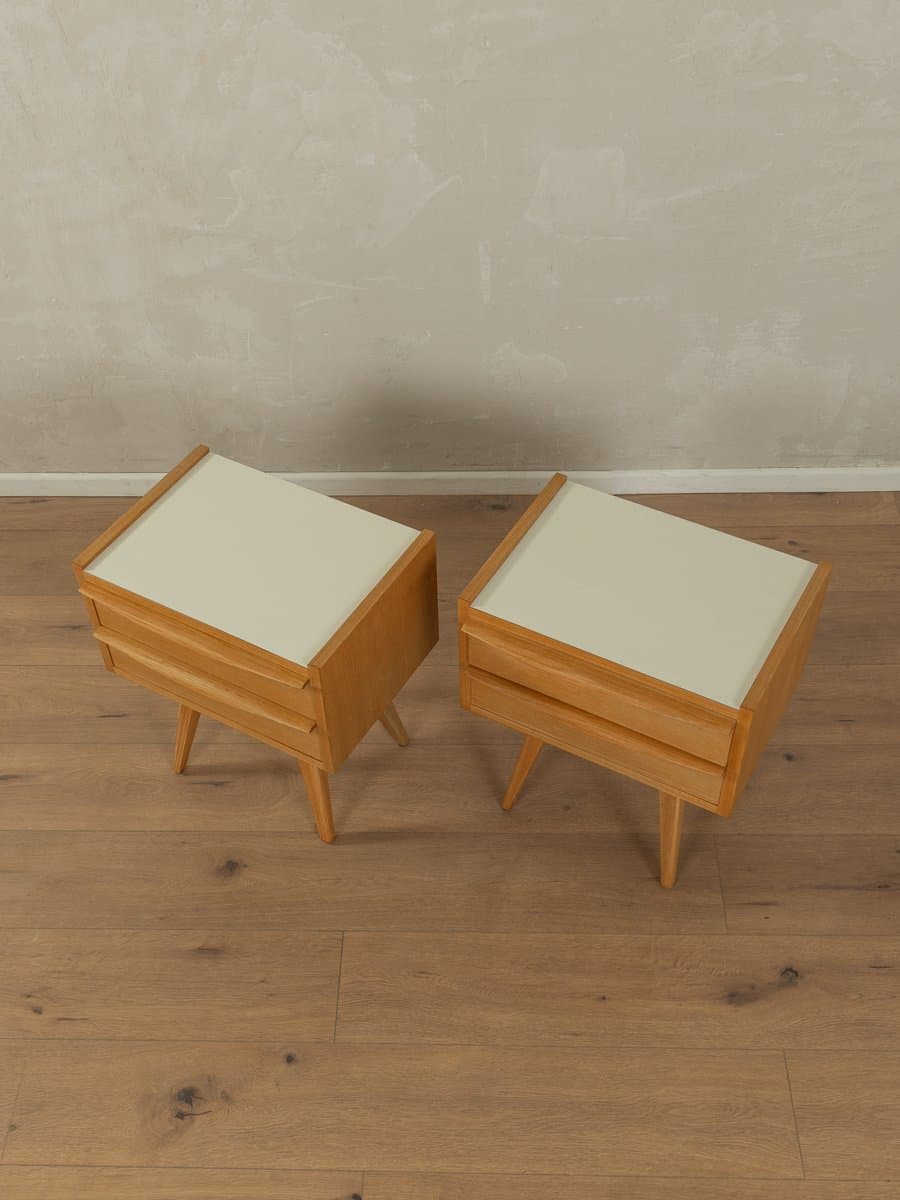 Para stolików nocnych, brązowy kremowy, jesion, Niemcy, lata 50. - 282505