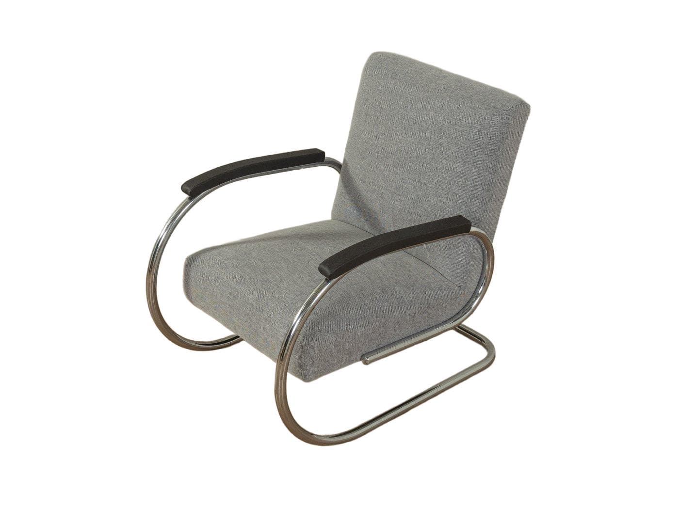 Fotel lounge Bauhaus, szary, chrom czarny, Niemcy, lata 30.