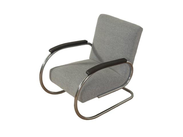 Fotel lounge Bauhaus, szary, chrom czarny, Niemcy, lata 30. - WYMIARY