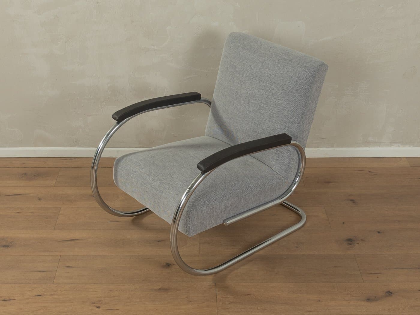 Fotel lounge Bauhaus, szary, chrom czarny, Niemcy, lata 30. - 282501