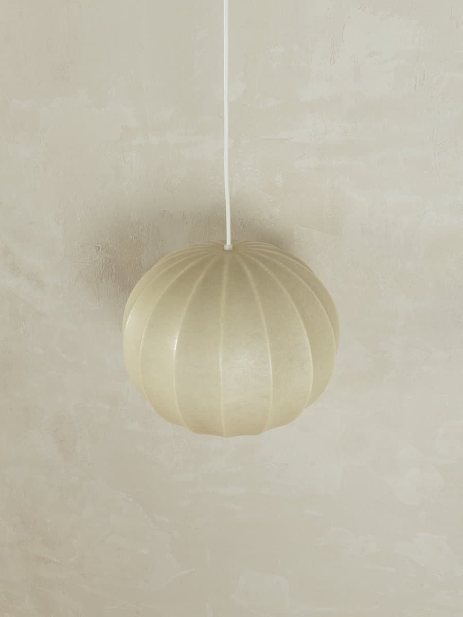 Lampa wisząca Cocoon, beżowy, żywica, proj. A. Castiglioni, Goldkant, Niemcy, lata 60. - 282479