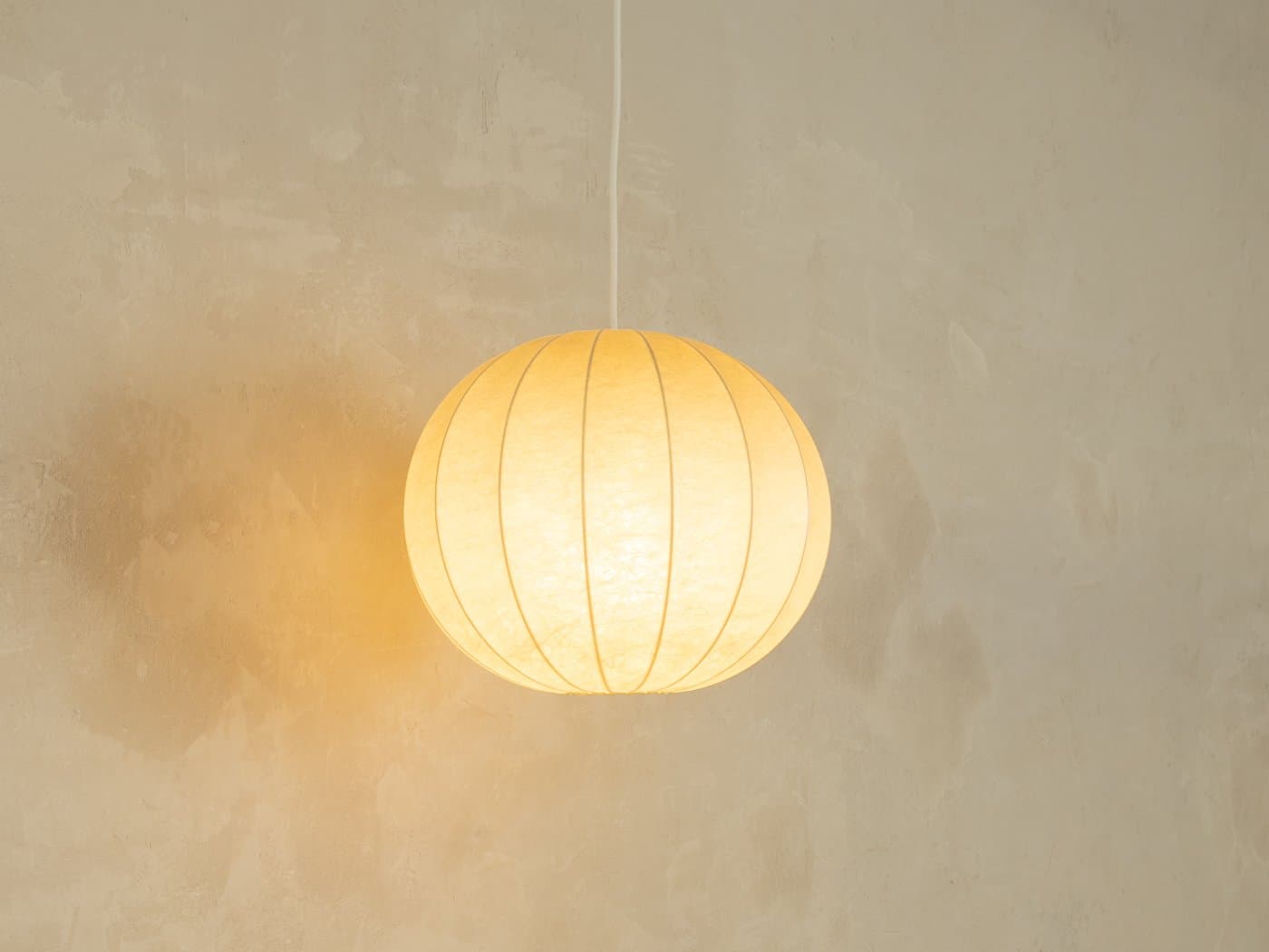 Lampa wisząca Cocoon, beżowy, żywica, proj. A. Castiglioni, Goldkant, Niemcy, lata 60. - 282483