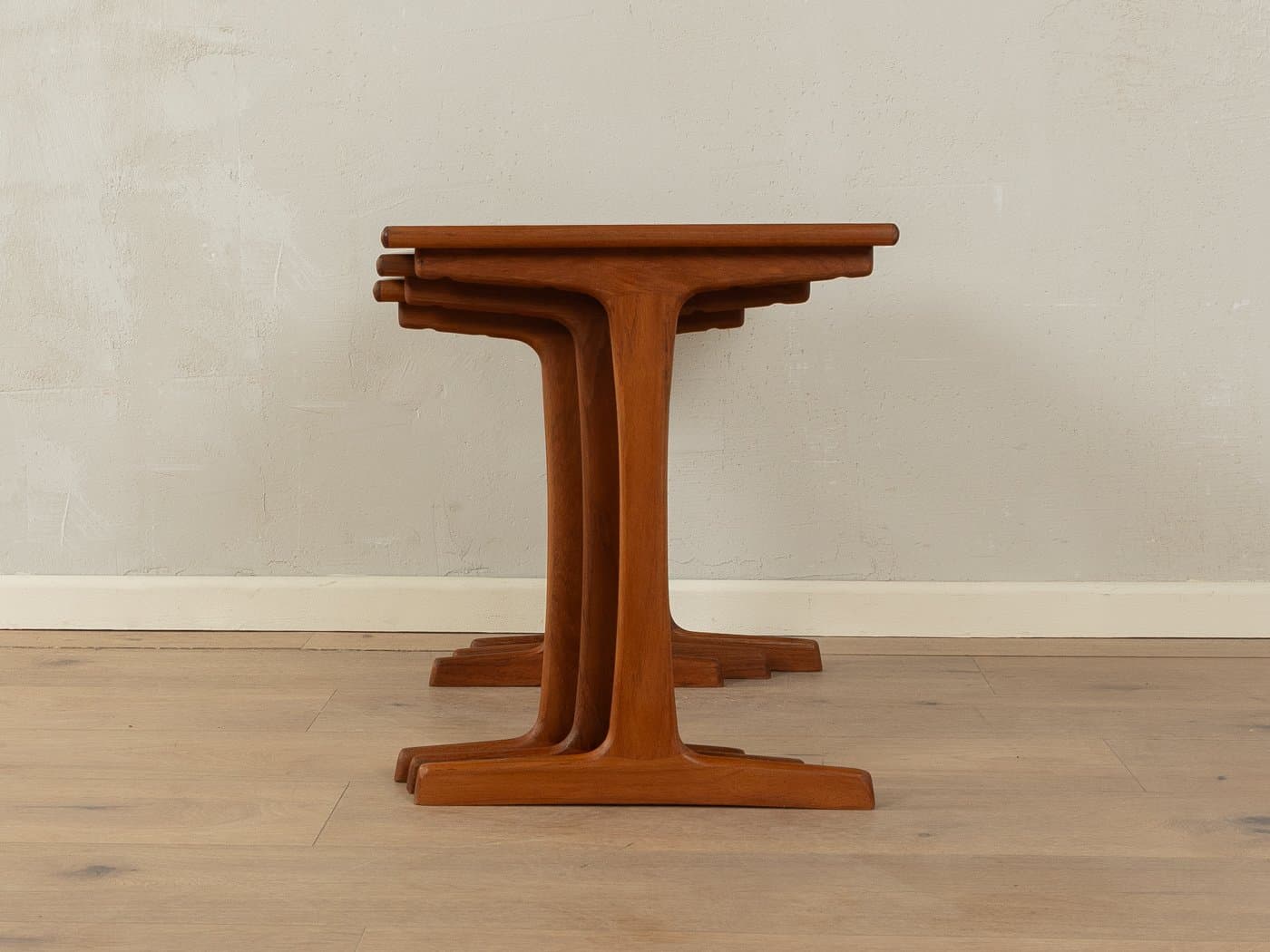 Set of three nesting tables, brown teak, by K. Kristiansen, Denmark, 1960s. - 282451