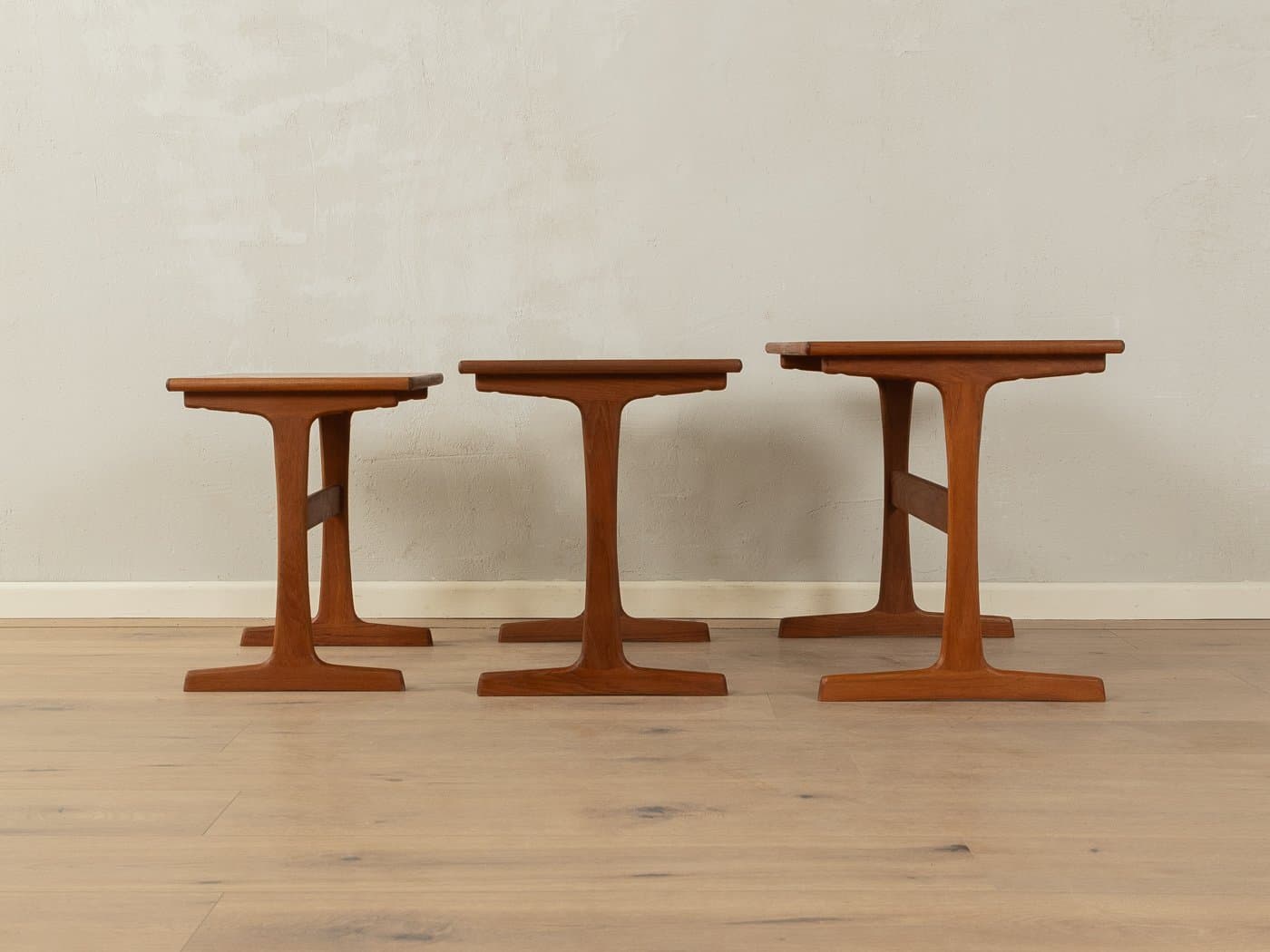 Set of three nesting tables, brown teak, by K. Kristiansen, Denmark, 1960s. - 282450