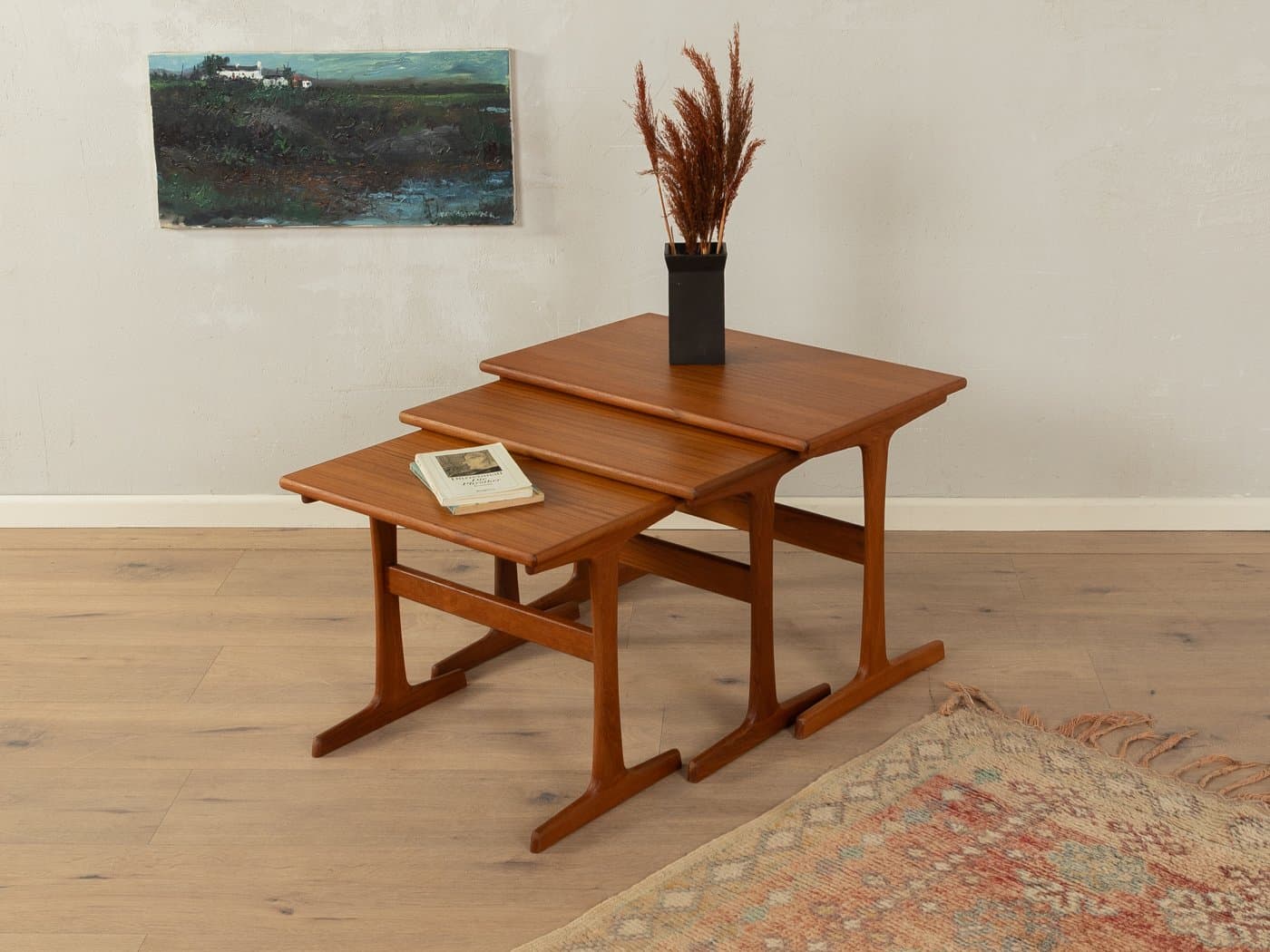 Set of three nesting tables, brown teak, by K. Kristiansen, Denmark, 1960s. - 282449