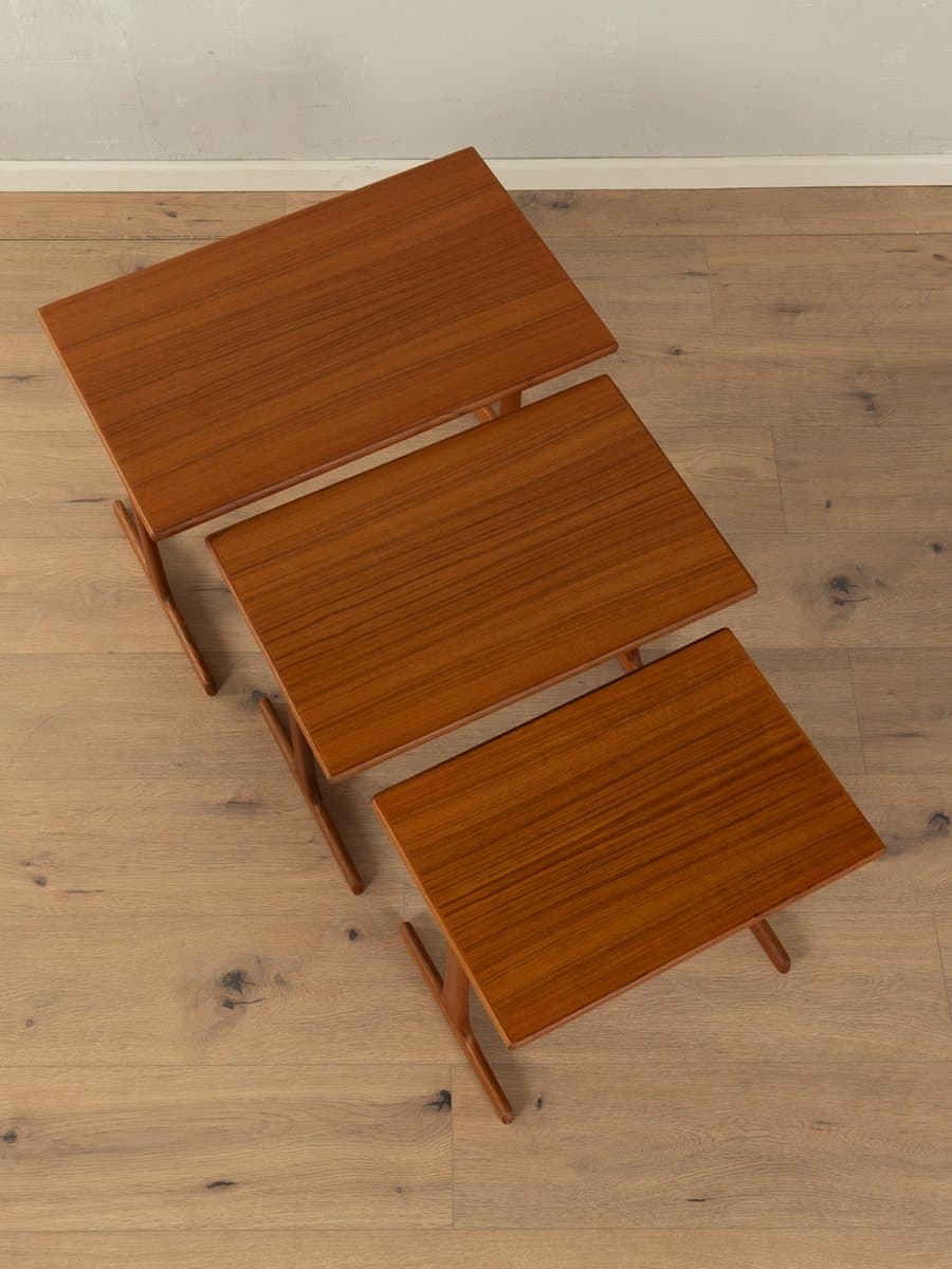 Set of three nesting tables, brown teak, by K. Kristiansen, Denmark, 1960s. - 282452