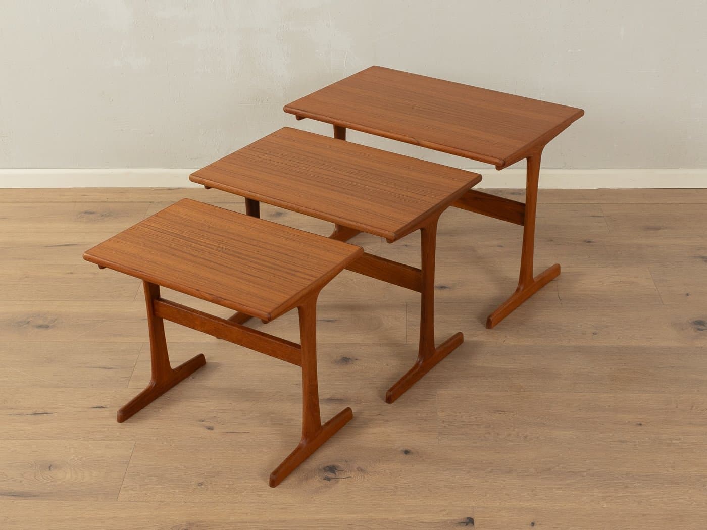 Set of three nesting tables, brown teak, by K. Kristiansen, Denmark, 1960s. - 282455