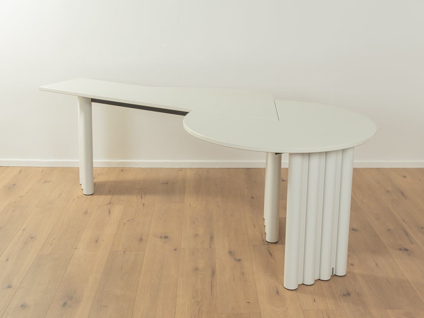 Biurko Duo, białe, drewno, stal, proj. P. Maly, Niemcy, lata 80. - 282443