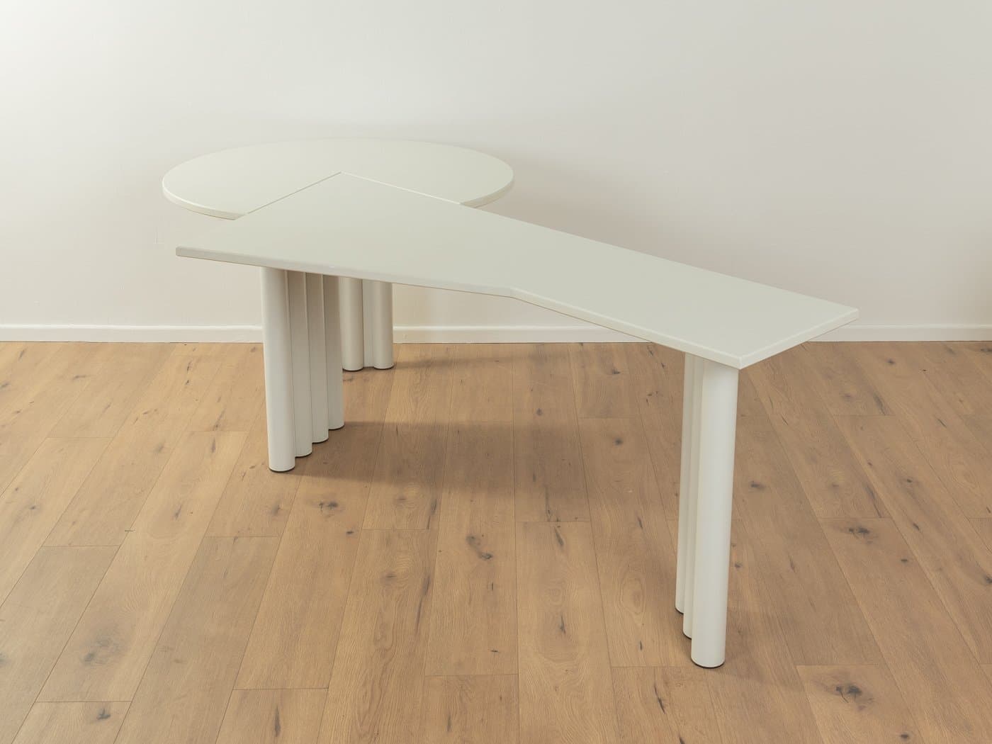 Biurko Duo, białe, drewno, stal, proj. P. Maly, Niemcy, lata 80. - 282442