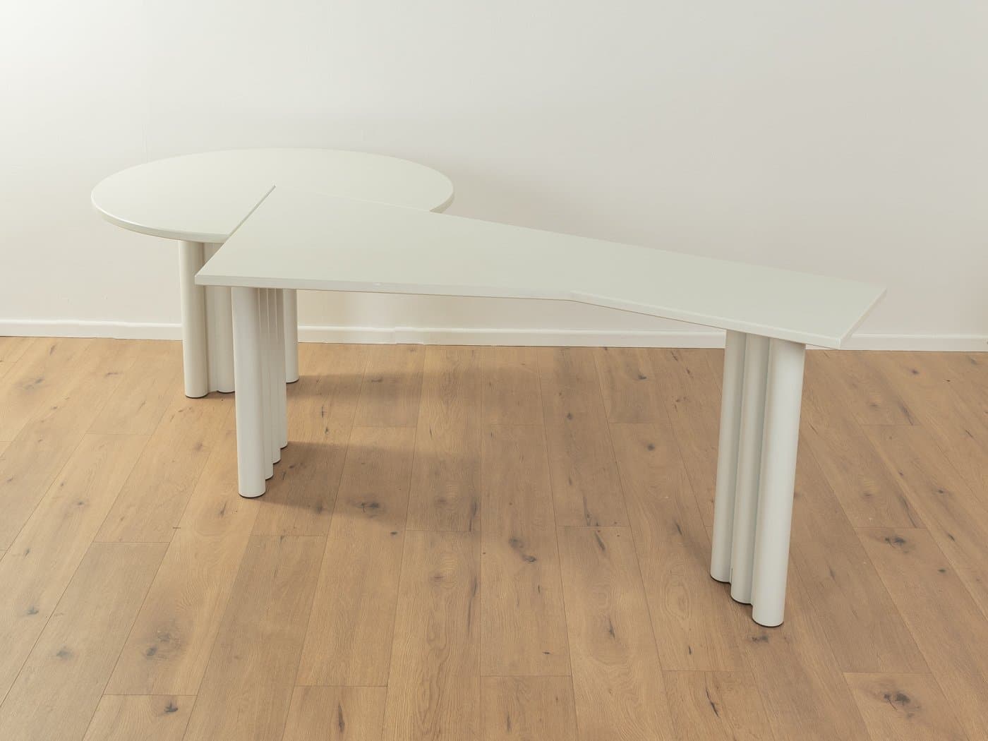 Biurko Duo, białe, drewno, stal, proj. P. Maly, Niemcy, lata 80. - 282439