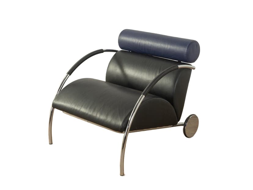 Fotel Zyklus, czarny, skóra, proj. P. Maly, Niemcy, lata 80.