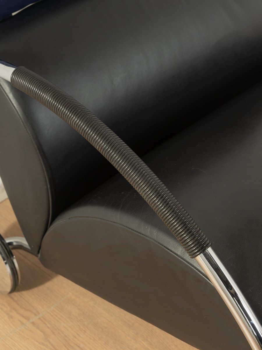 Fotel Zyklus, czarny, skóra, proj. P. Maly, Niemcy, lata 80. - 282433