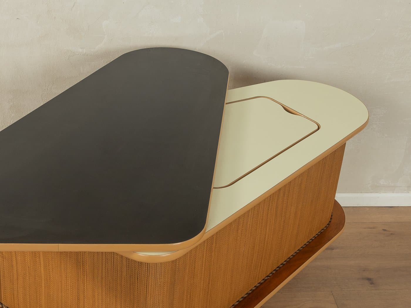 Barek, brązowy, rattan, drewno, Niemcy, lata 60. - 282421