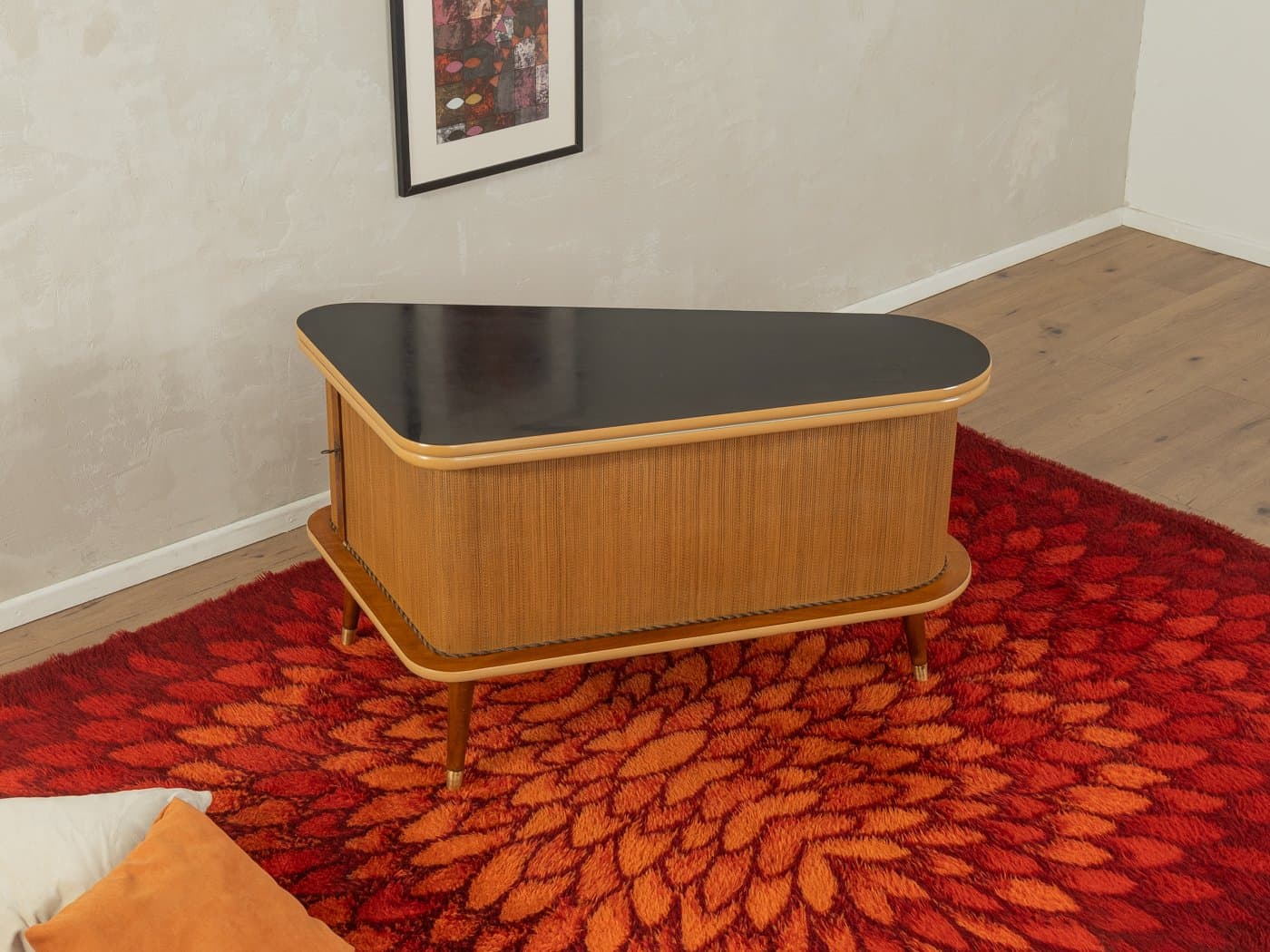 Barek, brązowy, rattan, drewno, Niemcy, lata 60. - 282417