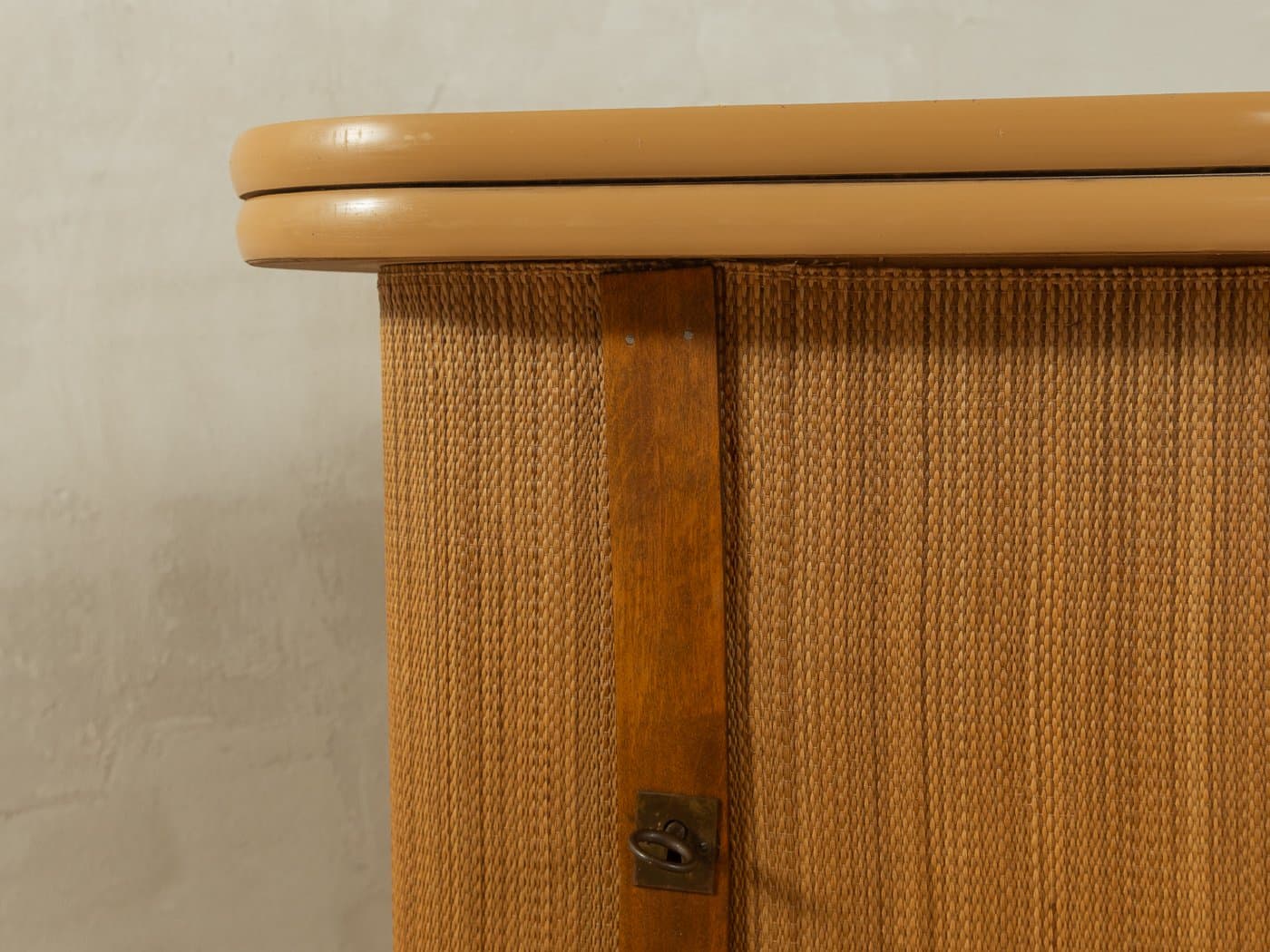 Barek, brązowy, rattan, drewno, Niemcy, lata 60. - 282425