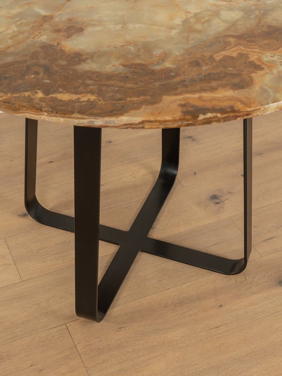 Dining Table, beige onyx, black steel, Germany, 1960s. - 283419