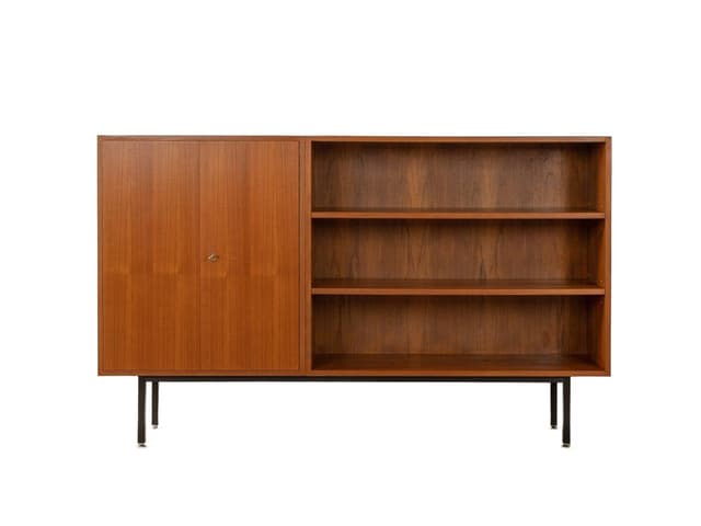 Kredens, teak brązowy, Niemcy, lata 50. - WYMIARY