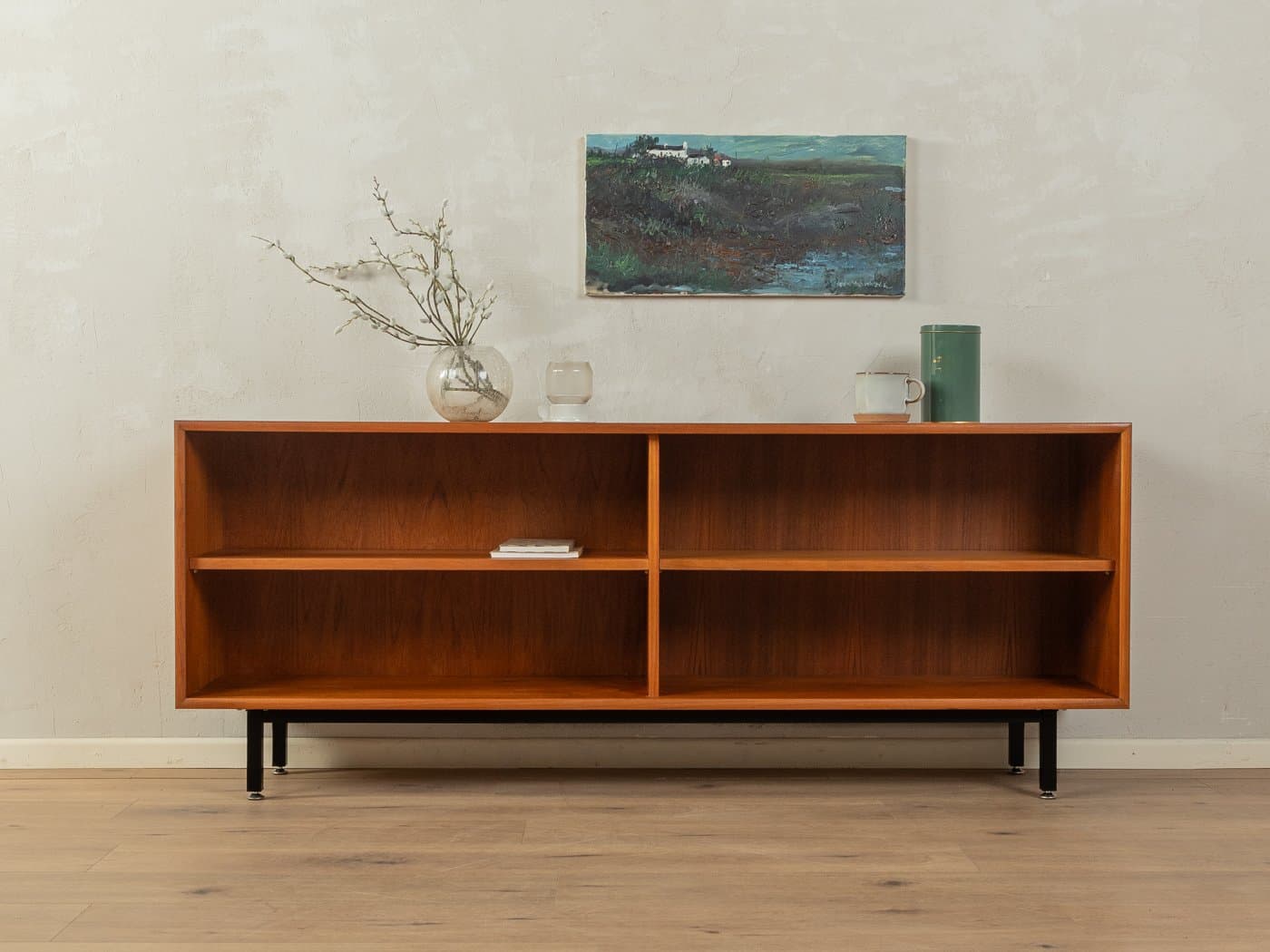Sideboard, brązowy teak, stal czarna, Niemcy, lata 60. - 283397