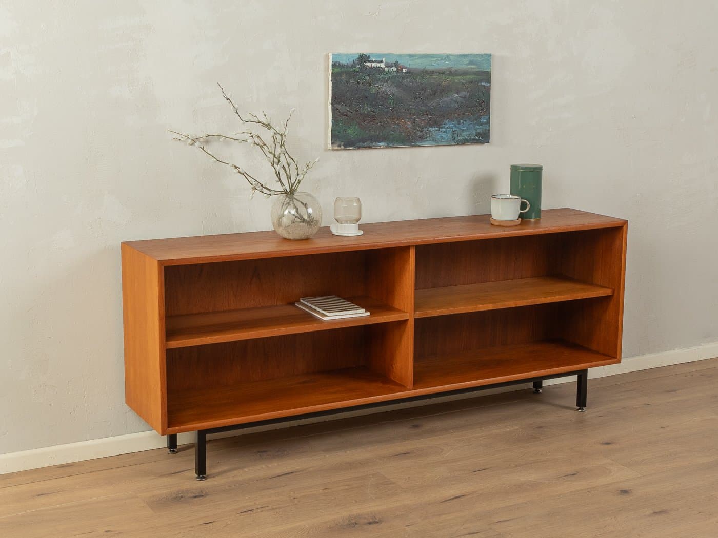 Sideboard, brązowy teak, stal czarna, Niemcy, lata 60. - 283396