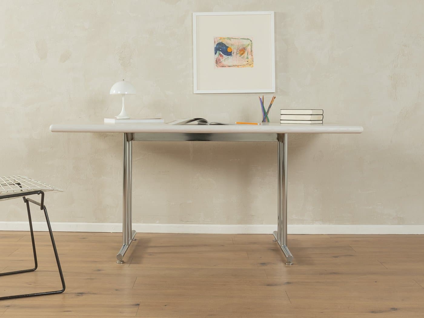 Dining Table, white ash, chromed steel, Germany, 1980s. - 283358