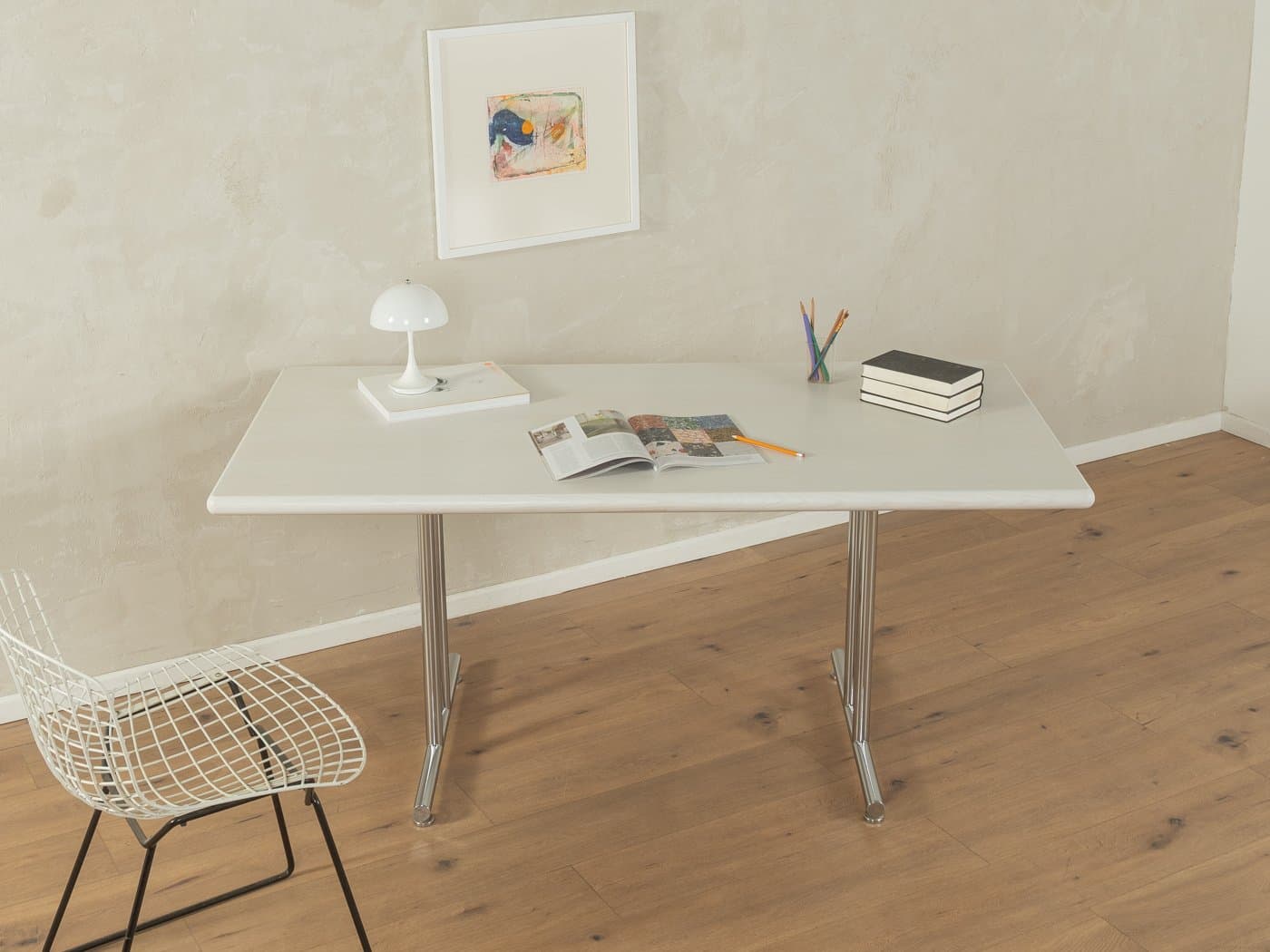 Dining Table, white ash, chromed steel, Germany, 1980s. - 283359