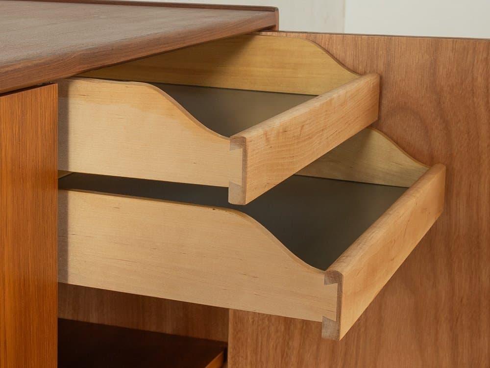 Kredens wysoki, teak brązowy, proj. A. Christensen, Niemcy, lata 60. - 283342