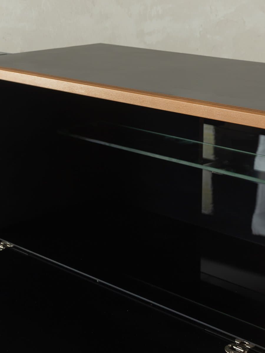 Barek Duo, drewno czarne, szkło, proj. P. Maly, Interlübke, Niemcy, lata 90. - 283325