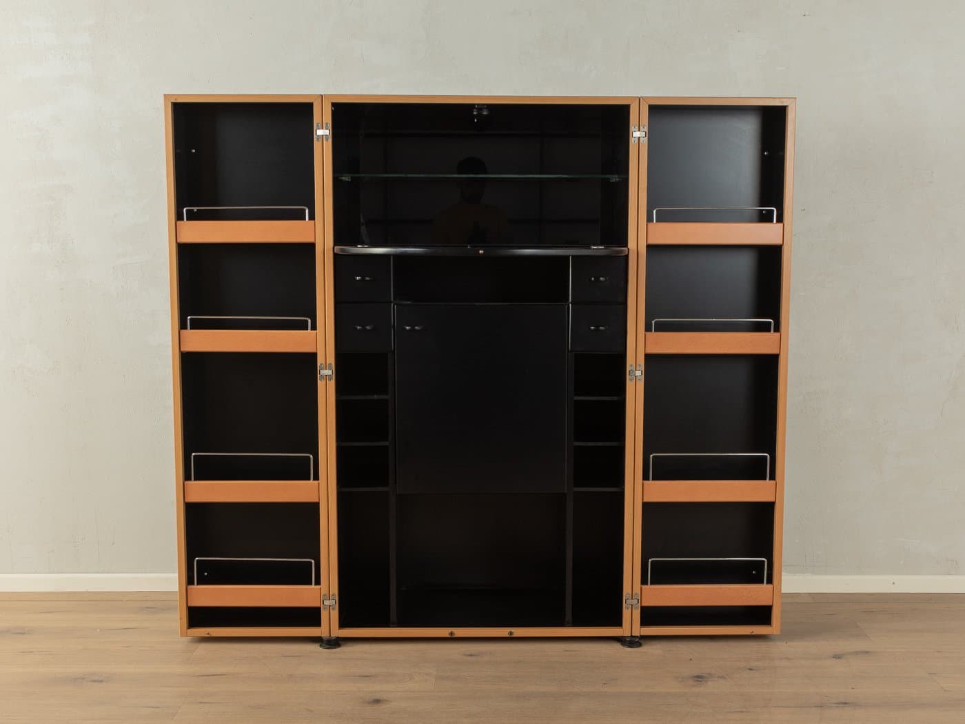 Barek Duo, drewno czarne, szkło, proj. P. Maly, Interlübke, Niemcy, lata 90. - 283319