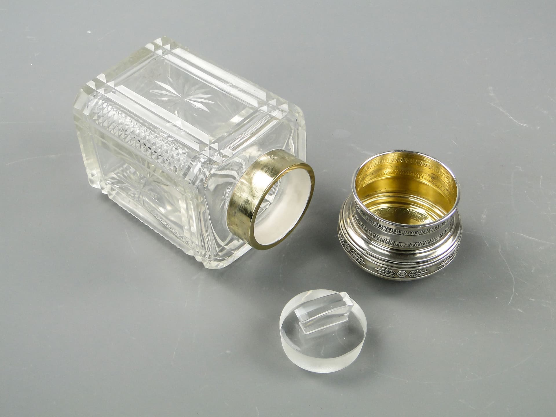 Herbatnica, kryształ transparentny, srebro, Francja, początek XX w. - 2186