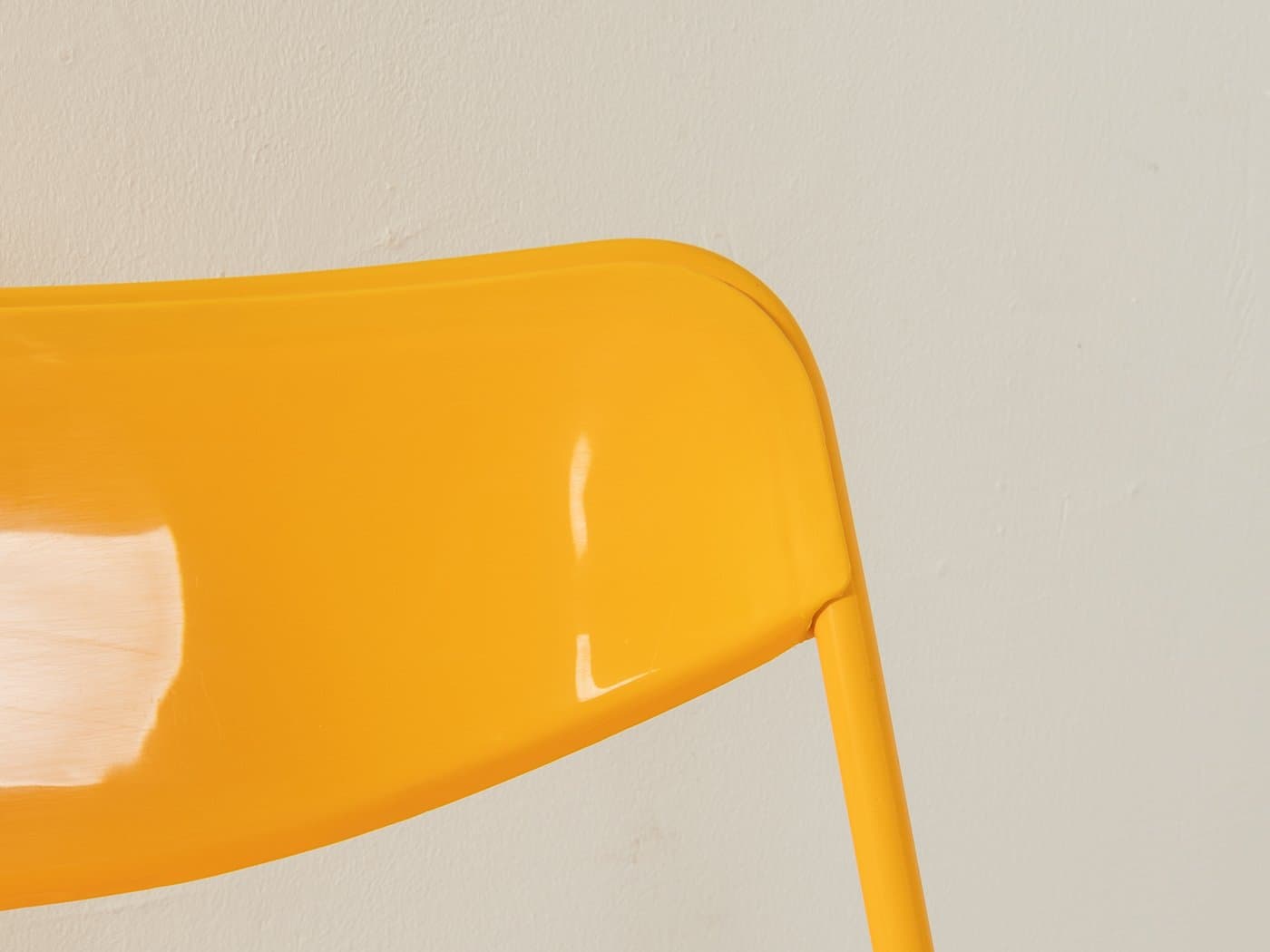 Zestaw sześciu krzeseł składanych Ted, żółty, metal, plastik, proj. N. Gammelgaard, Ikea, Szwecja, lata 70. - 283289