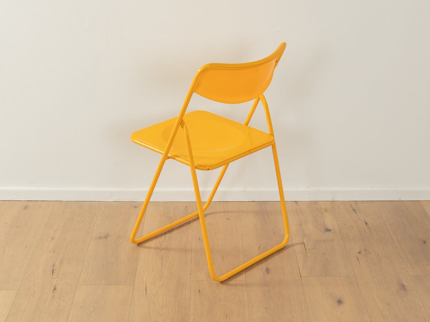 Zestaw sześciu krzeseł składanych Ted, żółty, metal, plastik, proj. N. Gammelgaard, Ikea, Szwecja, lata 70. - 283285