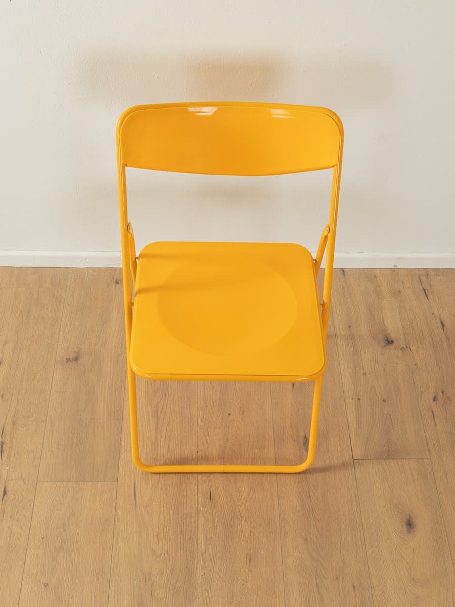 Zestaw sześciu krzeseł składanych Ted, żółty, metal, plastik, proj. N. Gammelgaard, Ikea, Szwecja, lata 70. - 283287