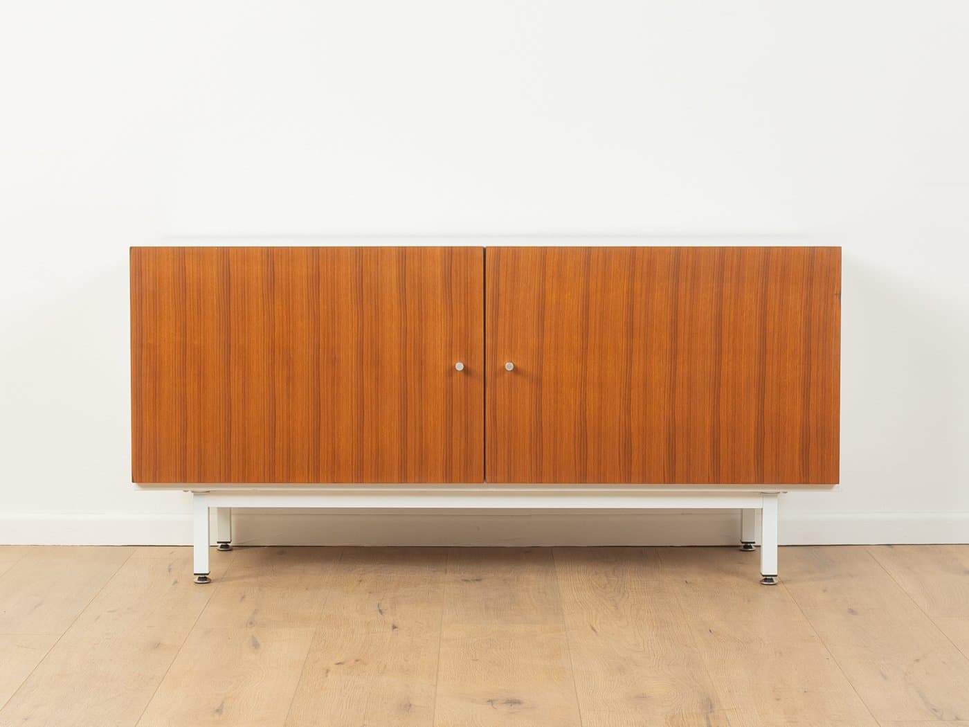 Sideboard, teak brązowy, stal biała, Interlübke, Niemcy, lata 60. - 283269