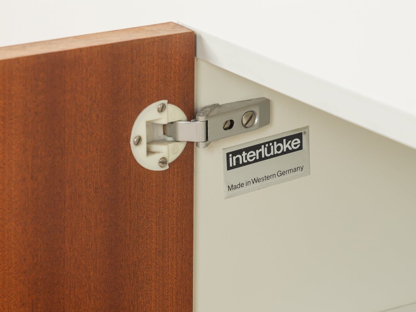 Sideboard, teak brązowy, stal biała, Interlübke, Niemcy, lata 60. - 283268
