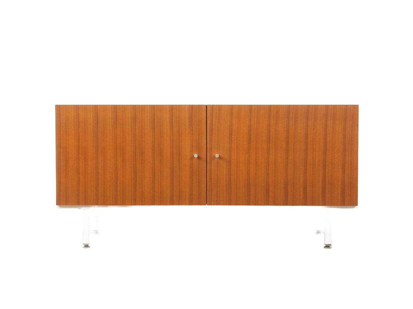 Sideboard, teak brązowy, stal biała, Interlübke, Niemcy, lata 60.