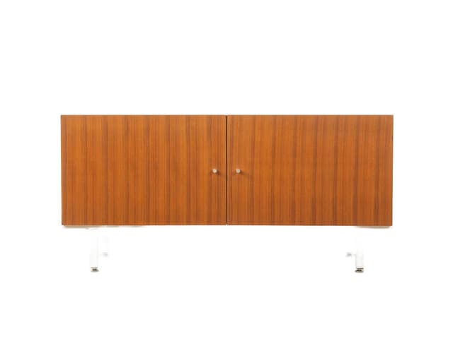 Sideboard, teak brązowy, stal biała, Interlübke, Niemcy, lata 60. - WYMIARY