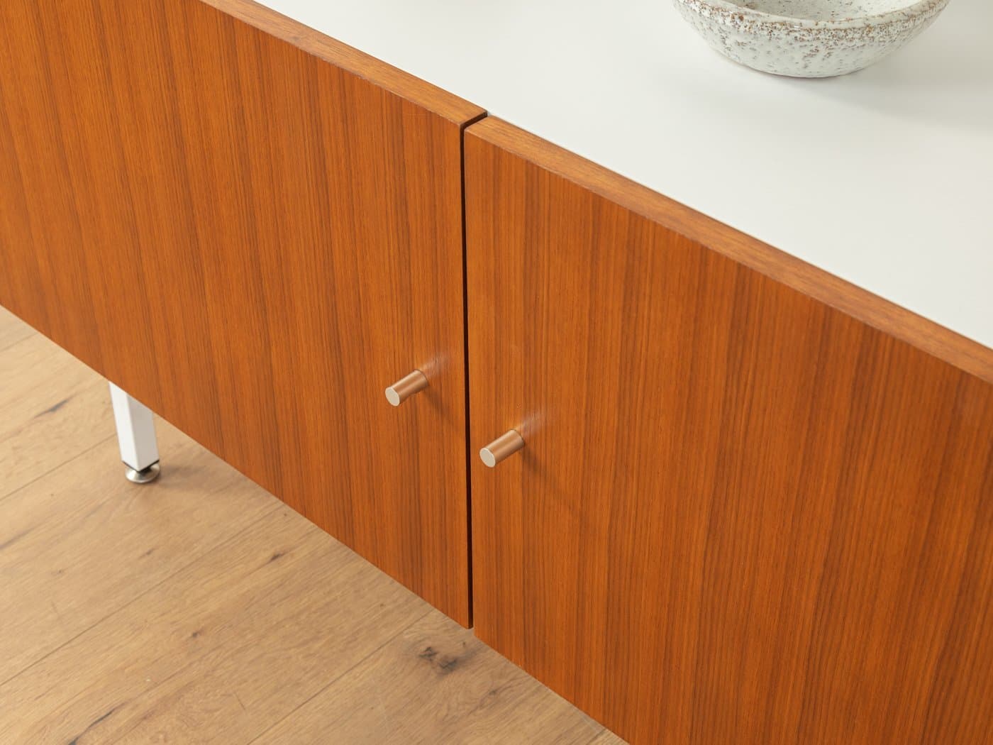 Sideboard Interlübke, brązowy, fornir teakowy, stal biała, Niemcy, lata 70. - 283256