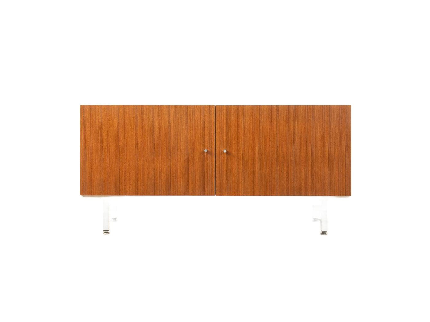 Sideboard Interlübke, brązowy, fornir teakowy, stal biała, Niemcy, lata 70.