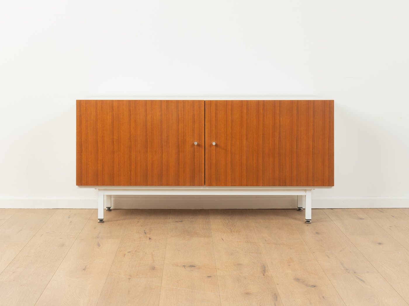 Sideboard Interlübke, brązowy, fornir teakowy, stal biała, Niemcy, lata 70. - 283259