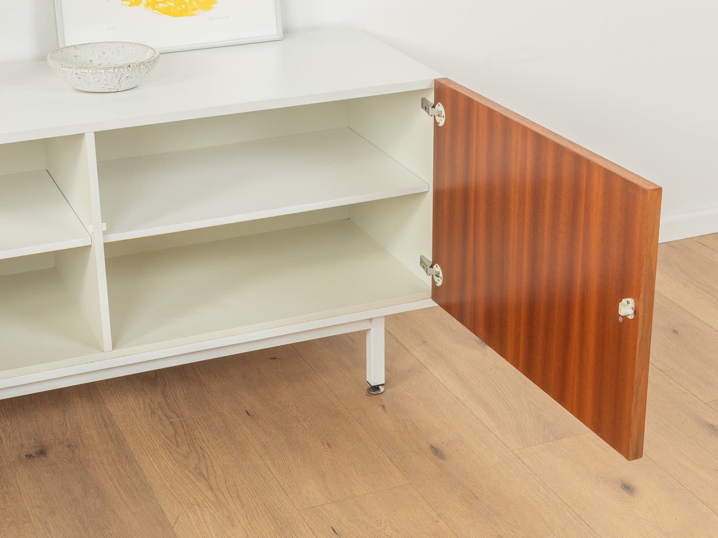 Sideboard Interlübke, brązowy, fornir teakowy, stal biała, Niemcy, lata 70. - 283255